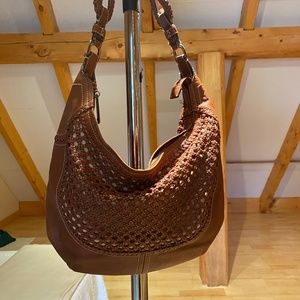 Leather woven shoulder bag cole haan